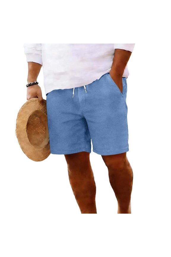 Men's 8" Inseam Relaxed-Fit Drawstring Faux Denim Walk Shorts with Elastic Waist Big and Tall Size 4XL Navy