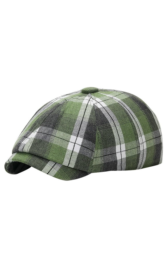 Men's 8 Panel Wool Blend Newsboy Cap Herringbone Art Head Cap Cotton Beret Hat Army Green