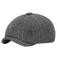 thumbnail image 1 of ZQUUVOU Men's Newsboy Hats Flat Cap Winter Plush 8 Panel Flat Peak Brim Hat Vintage Outdoor Casual Painter Hat Gray, 1 of 4