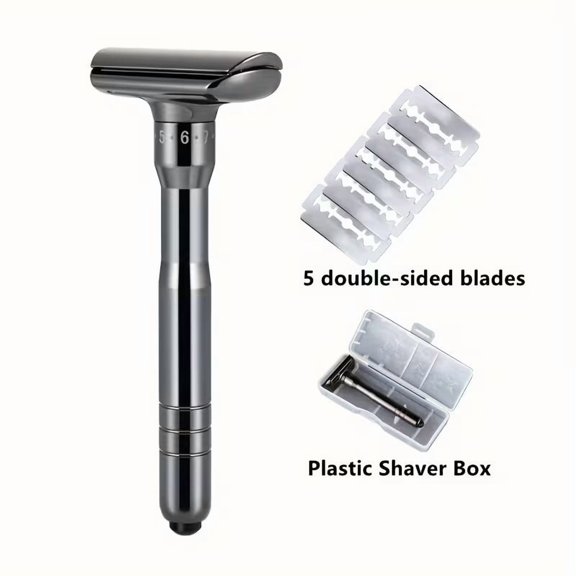 Men's 8-Speed Adjustable Double-Edged Safety Razor  Ergonomic Metal Beard Trimmer for Precision Shaving & Grooming