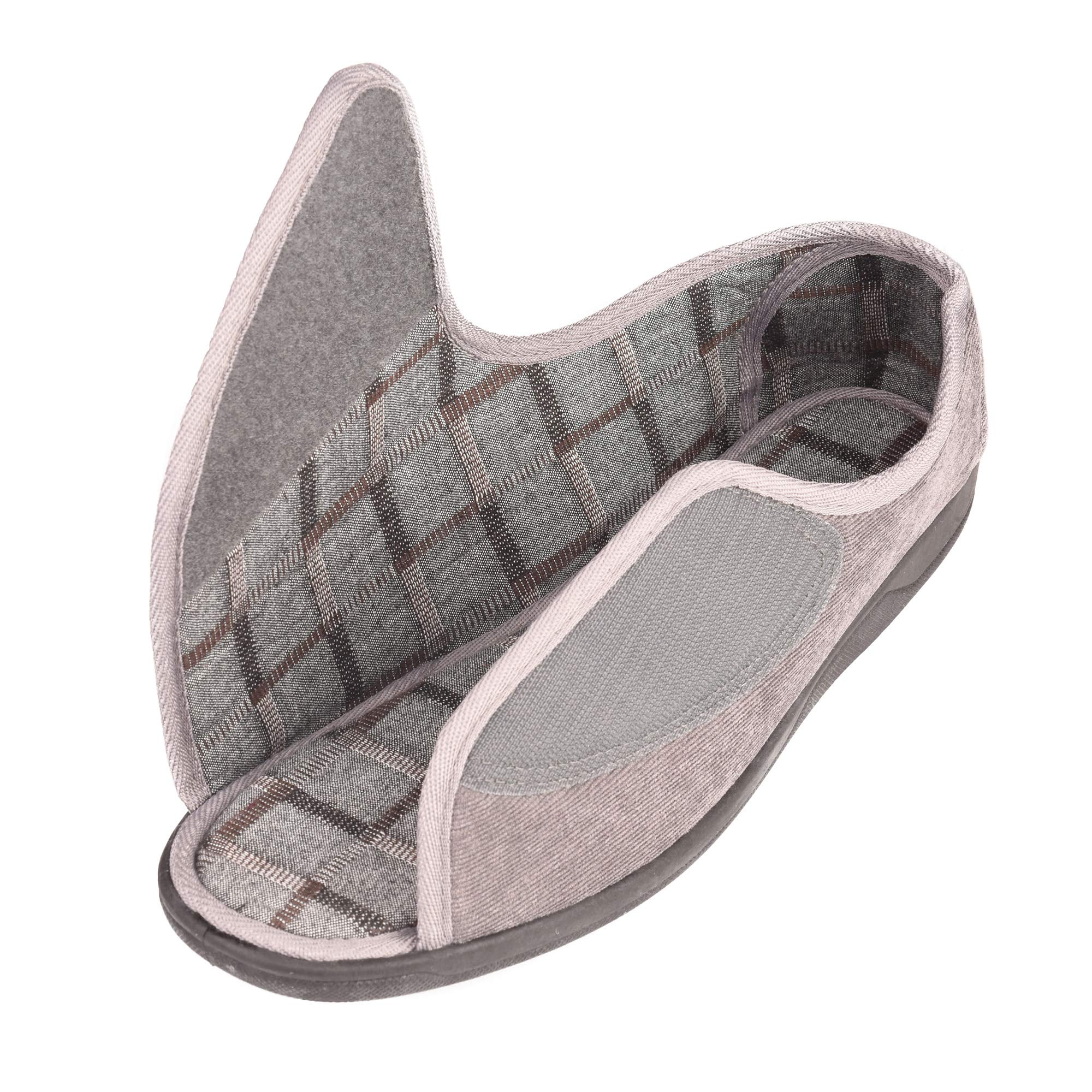 Men's 80-D Memory Foam Open Toe Diabetic Slipper with Adjustable