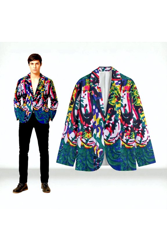 Men's 80s Paisley Blazer: Retro Pop Star Costume Jacket - M