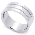thumbnail image 1 of Men's 8MM Stainless Steel Grooved Wedding Band Ring (Size 8 to 14) Size 12, 1 of 3