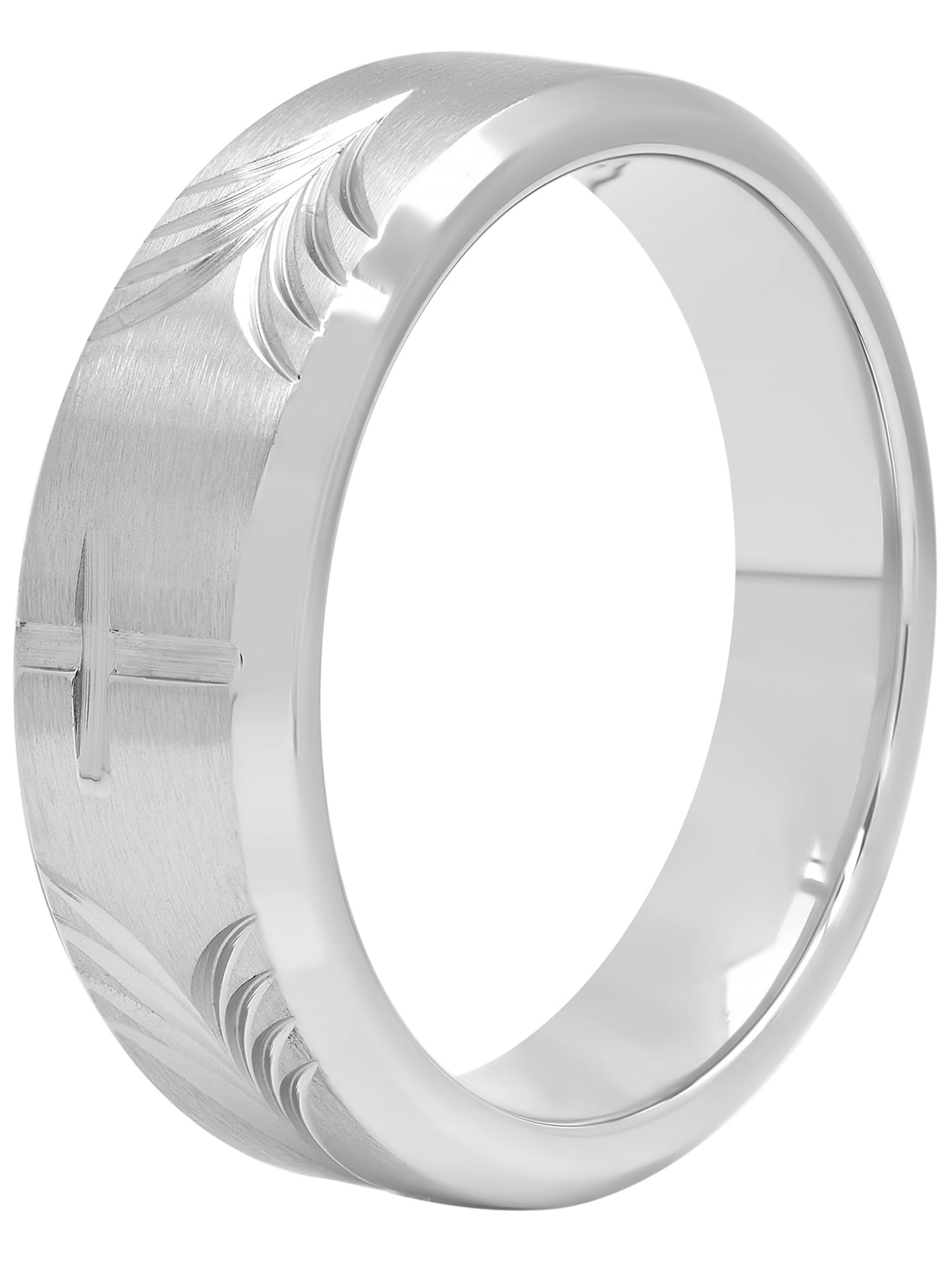 Men s 8MM Stainless Steel Tapered Cross Wedding Band Mens Ring Walmart
