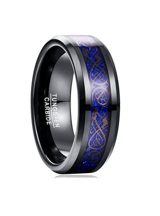 Beautiful Royal Blue Titanium Ring with Black and Electric Blue Carbon  Fiber Inlay.