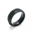 thumbnail image 1 of Men's 8mm Black Polished Band Stainless Steel Black Chain Wedding Ring Size 6-13, 1 of 5