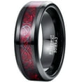 thumbnail image 1 of Men's 8mm Black Tungsten Carbide Wedding Ring Celtic Tungsten Ring Celtic Dragon Inlay Polished Finish Size 5-15, 1 of 5