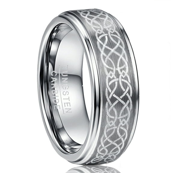 Men's 8mm Laser Celtic Knot Tungsten Carbide Wedding Band Rings Brushed Finish Size 6-14