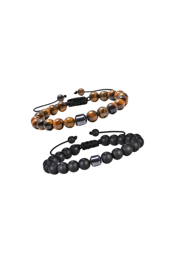 Men's 8mm Natural Stone Sphere Bangle Modifiable Ease Sequined Jewelry For Worry Rest