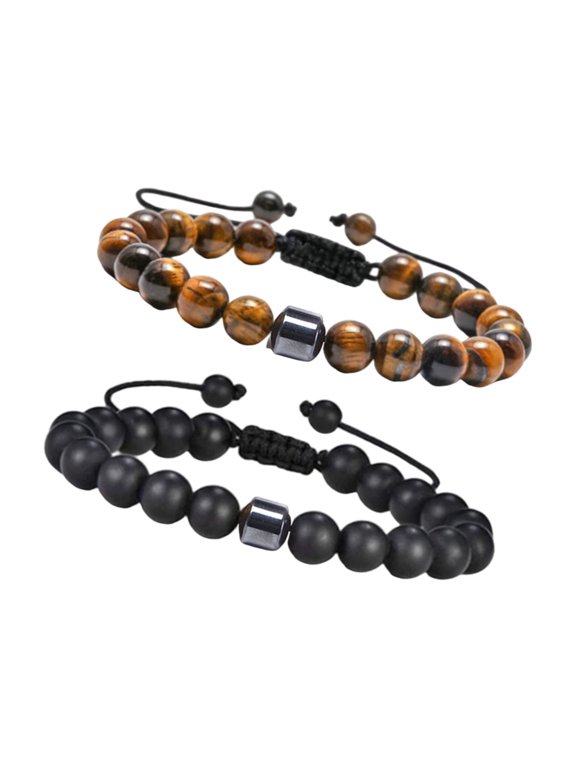 Men's 8mm Sequined Bangle Modifiable Worry Relief Stone Jewelry For Rest And Elegant Wear