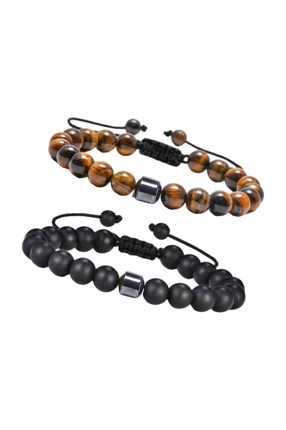 Men's 8mm Sequined Bangle Modifiable Worry Relief Stone Jewelry For Rest And Elegant Wear