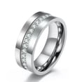 thumbnail image 1 of Men's 8mm Stainless Steel Black Silver Band Wedding Zircon Stone Fashion Jewelry, 1 of 6