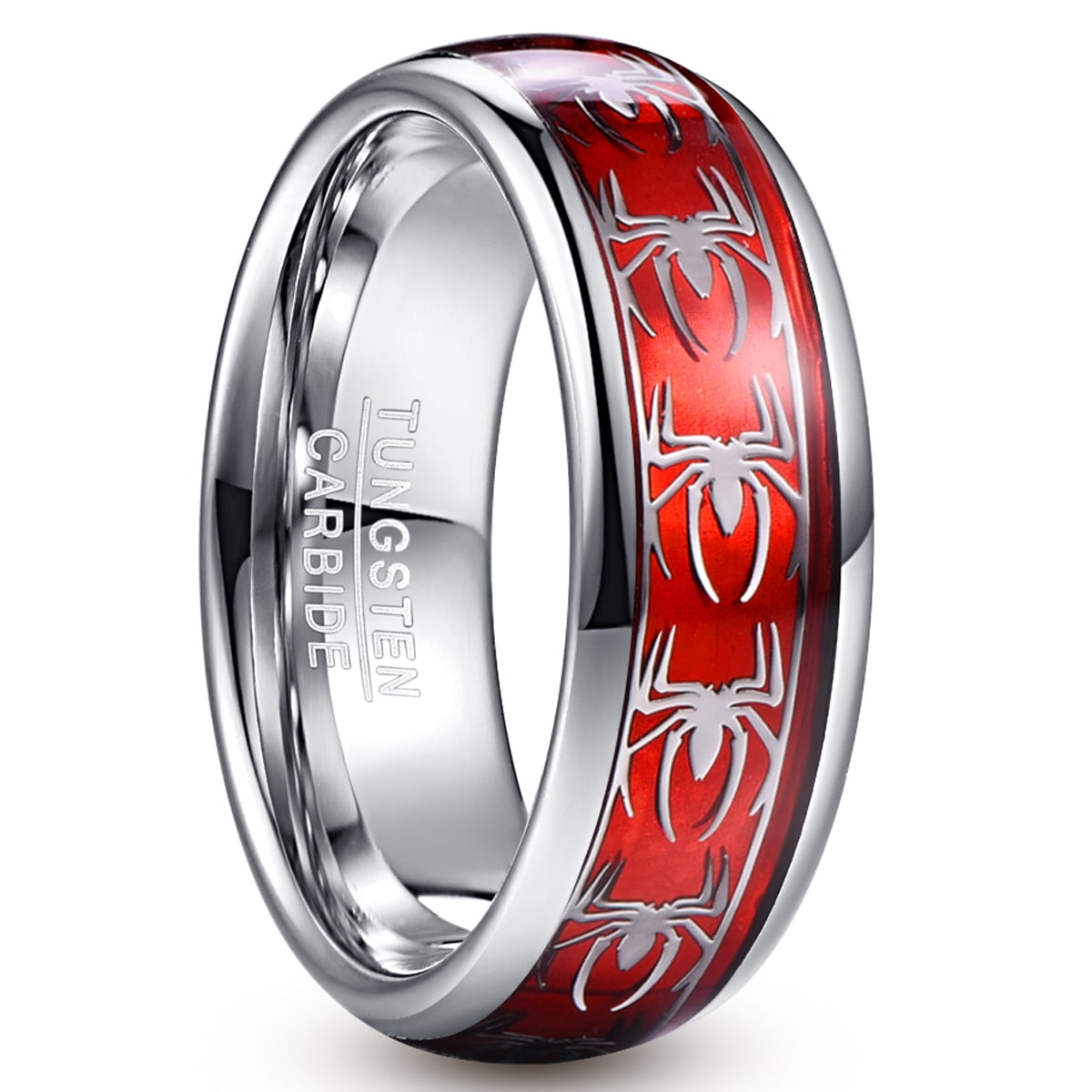 Men s 8mm Tungsten Carbide Ring with Spider Pattern Inlay Domed Edges Size 7 12 1bb9841e d6d8 4507 8683 c88c2e03448b.1d092146e4c5e834cacb04b63c23b51b