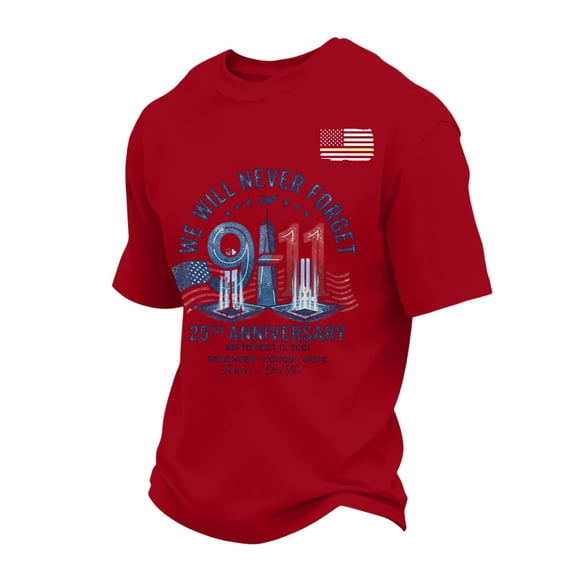 Men's 9/11 25Th Anniversary Shirt We Will Never Forget Tshirt Patriotic Top 9-11 Memorial Printed Vintage T-Shirt