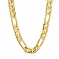thumbnail image 1 of Men's 9.3mm 14k Yellow Gold Plated Flat Figaro Chain Necklace, 24 inches, 1 of 7