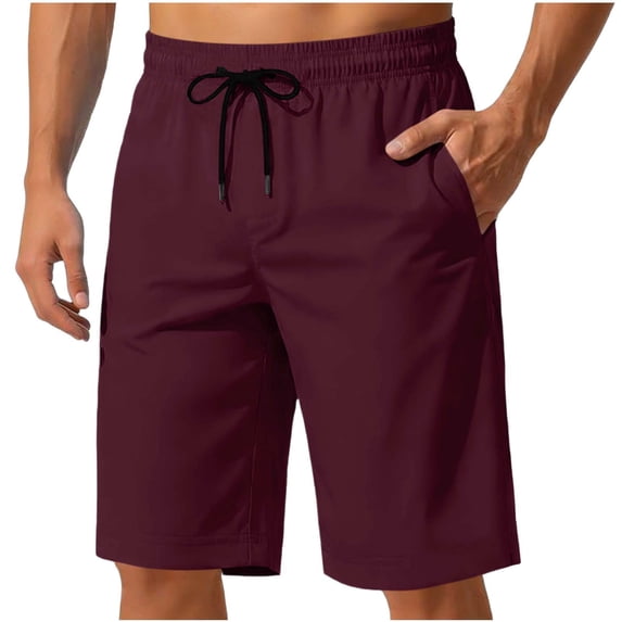 Men's 9 Inch Casual Shorts Drawstring Waist Lightweight Quick Dry Summer Beach Board Shorts with Pockets