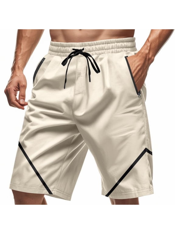Men's 9" Inseam Athletic Shorts with Zipper Pockets, Geometric Pattern Performance Running Short Pants, Quick Dry Training Bottoms for Basketball & Bodybuilding