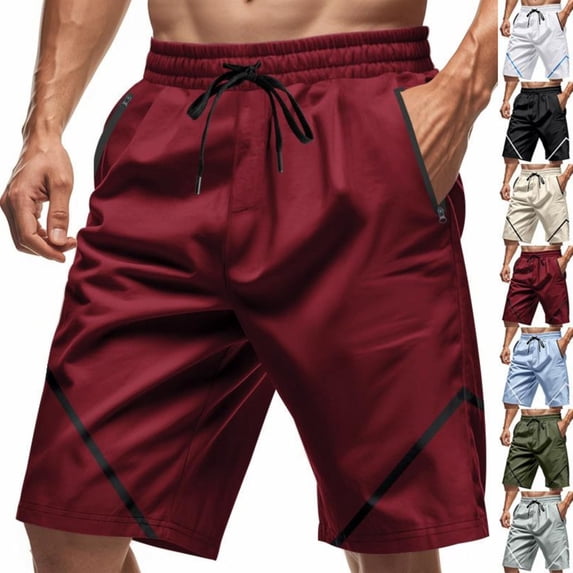 Men's 9" Inseam Athletic Shorts with Zipper Pockets, Geometric Pattern Performance Running Short Pants, Quick Dry Training Bottoms for Basketball & Bodybuilding