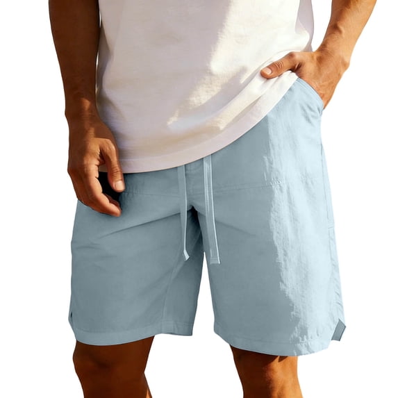 Men's 9" Inseam Relaxed Fit Drawstring Walk Shorts with Elastic Waist Quick Dry Cooling Shorts Big and Tall Size XS-4XL Light Blue