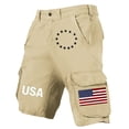 thumbnail image 1 of Men's 9" Lightweight Ripstop Stretch Multi-Pocket American Flag Printed Cargo Shorts Size 4XL Khaki-G, 1 of 6