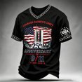 thumbnail image 1 of Men's 911 25th Anniversary T Shirts Flag Printed Vintage Never Forget 9/11 T Shirts Honor Faith American Flag 911 Memorial Shirts, 1 of 4