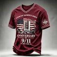 thumbnail image 1 of Men's 911 25th Anniversary T Shirts Flag Printed Vintage Never Forget 9/11 T Shirts Honor Faith American Flag 911 Memorial Shirts, 1 of 4