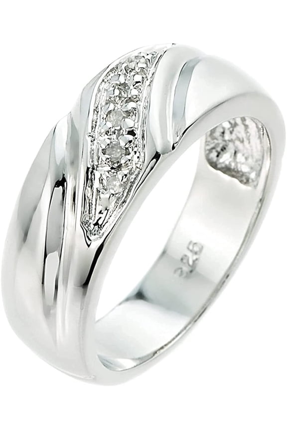 Men's 925 Sterling Silver Diamond Wedding Band,11