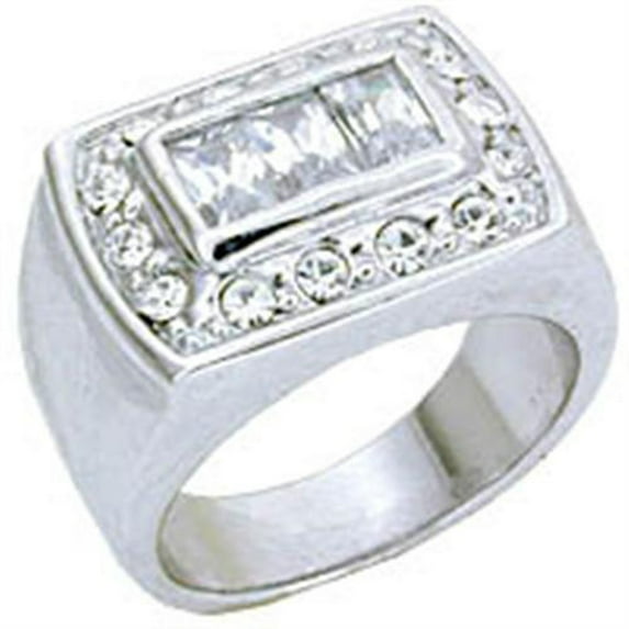 Men's 925 Sterling Silver Engagement Ring with AAA Grade CZ in Clear - Size 10