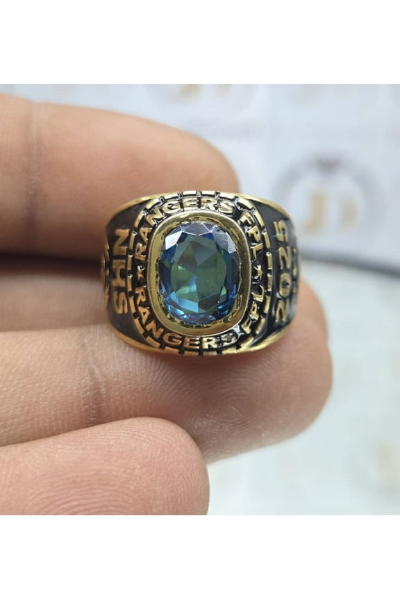 Men's 925 Sterling Silver Oval GemStone Custom High School Class Ring for College & University Students, Graduation Ring for Him