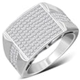 thumbnail image 1 of Men's 925 Sterling Silver Rectangular Geometric Statement Ring Cubic Zirconia Size 9, 1 of 2