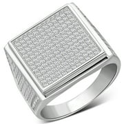 MY DAILY STYLES Men's 925 Sterling Silver Square Statement Ring Cubic Zirconia Size 9