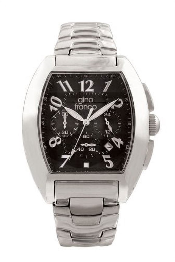 Men's 9642BK Barrel Shaped Stainless Steel Chronograph Bracelet Watch