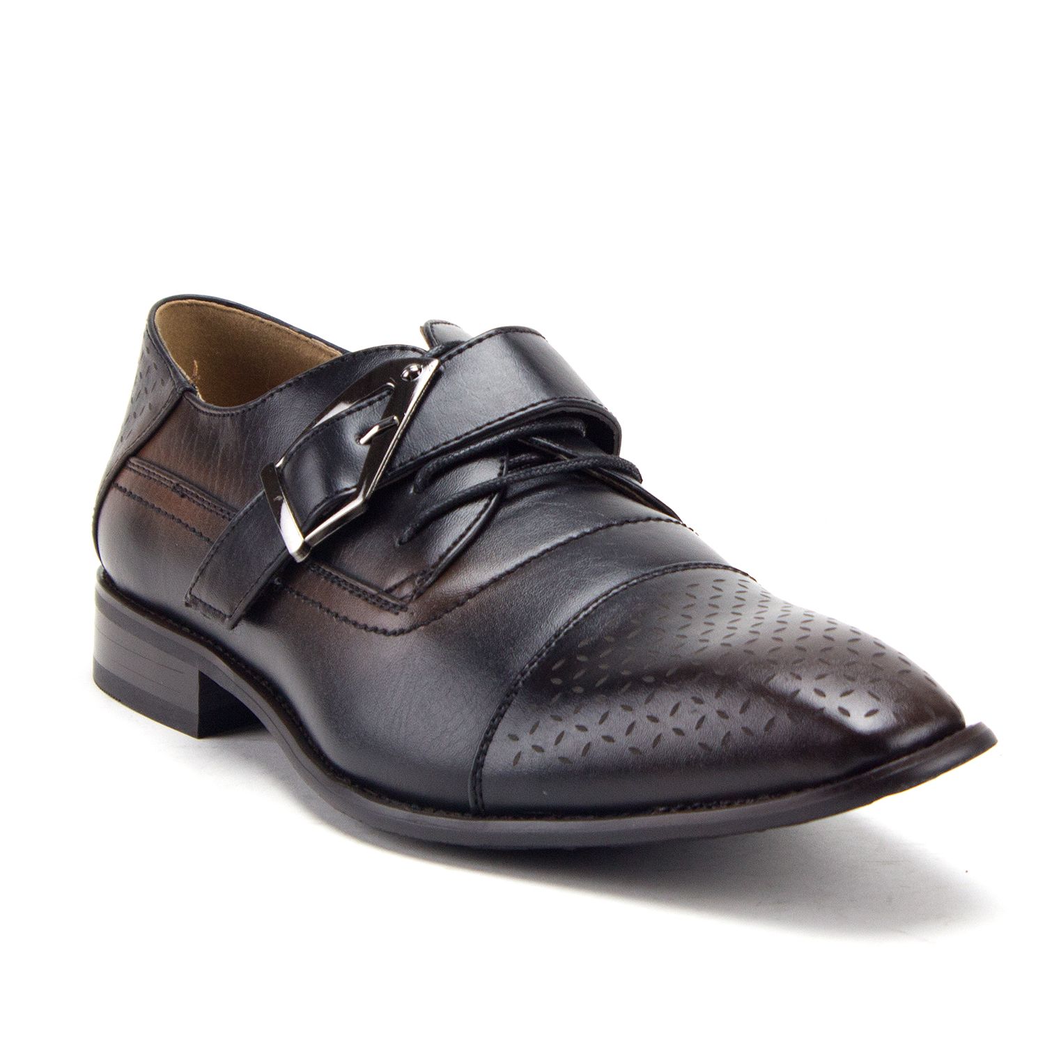 Men's 97711 Cap Toe Monk Strap Lace Up Oxfords Dress Shoes, Black, 10.5 - image 1 of 4