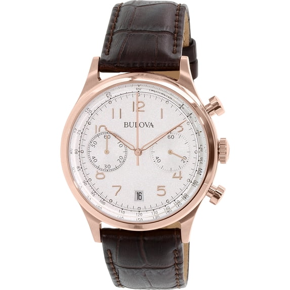 Men's 97B148 Brown Leather Quartz Watch
