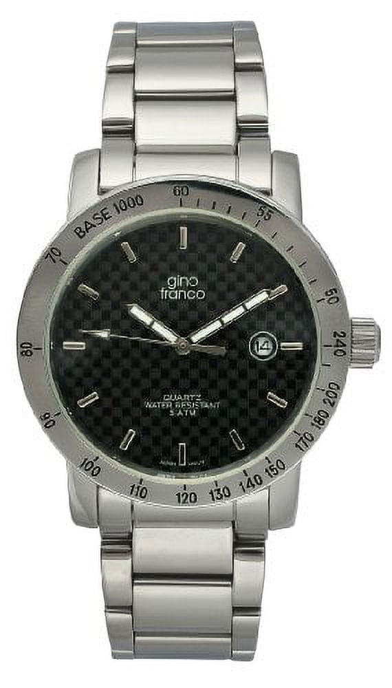 GINO FRANCO Men's 987BK Round Stainless Steel Bracelet Watch