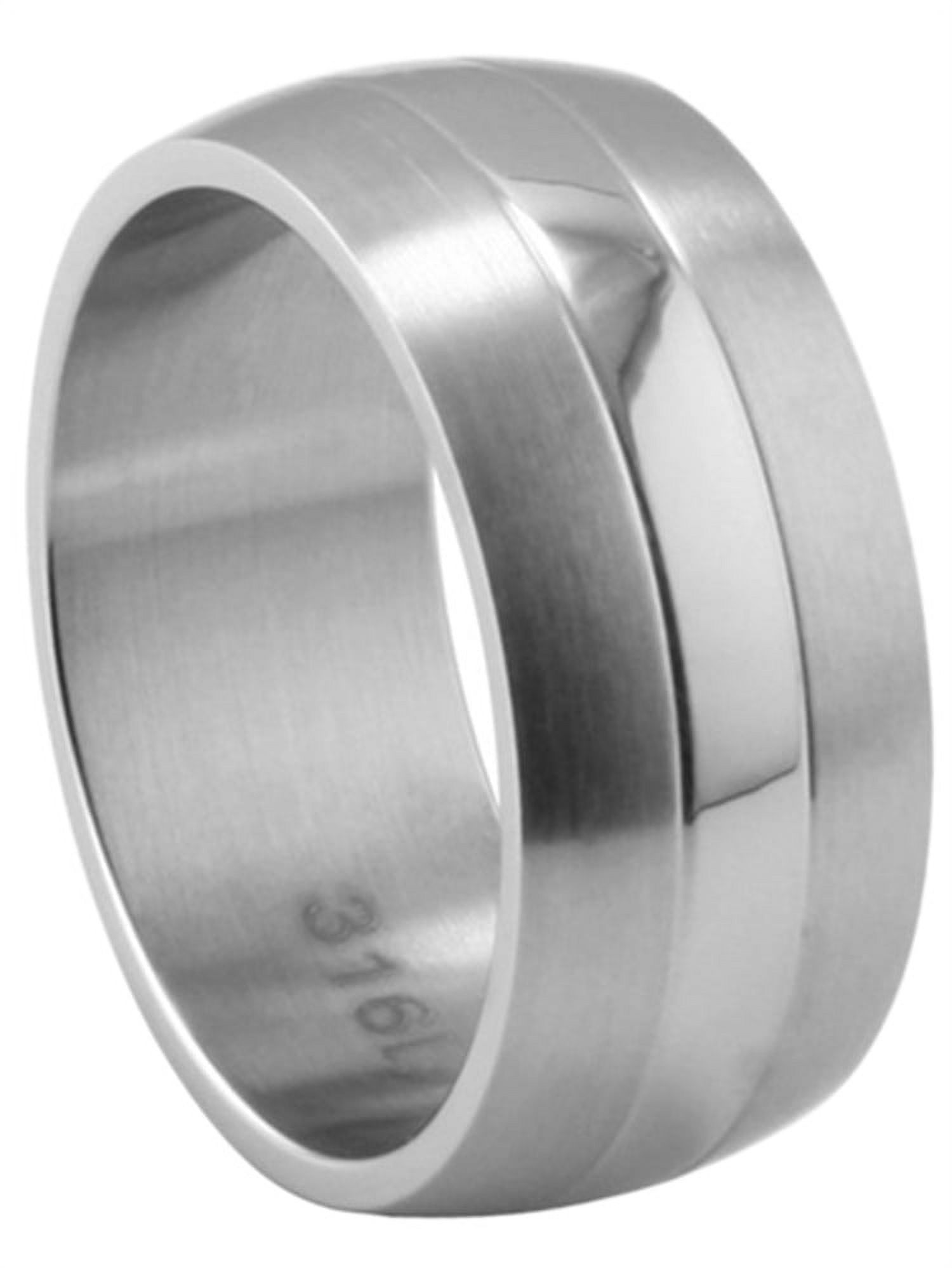 Men's 9MM Stainless Steel Shiny & Brushed Dome Wedding Band (Size 7 to Men's 9MM Stainless Steel Shiny & Brushed Dome Wedding Band (Size 7 to