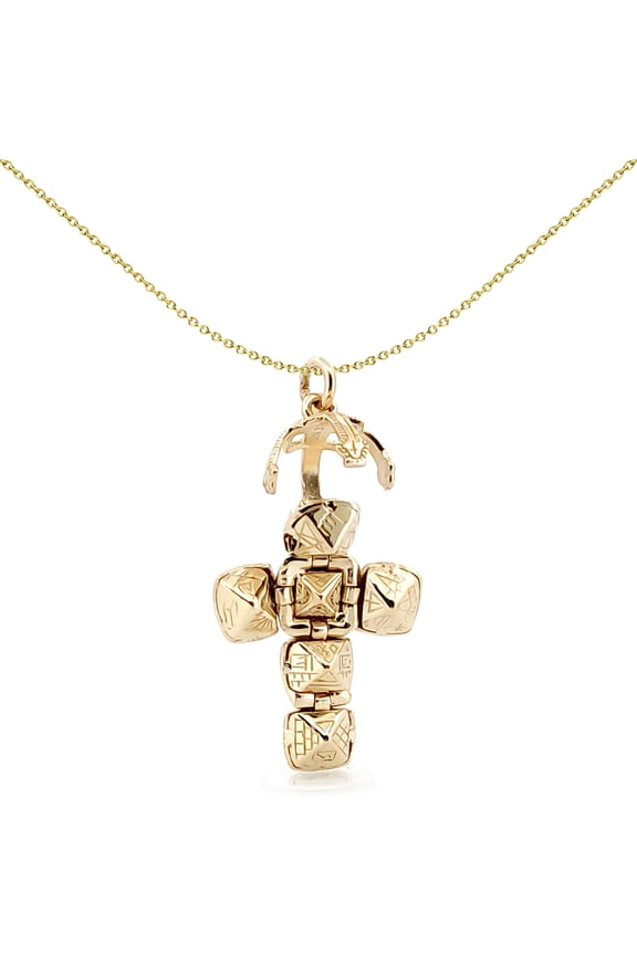 Men's 9ct Gold Jewelco London Small Globe Cross Masonic 10mm Orb Ball Pendant