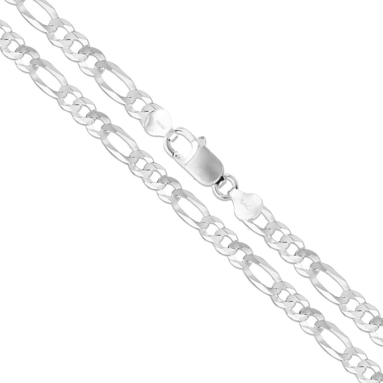 Men's 9mm Solid .925 Sterling Silver Flat Figaro Chain Link Italy Bracelet  8 inch 