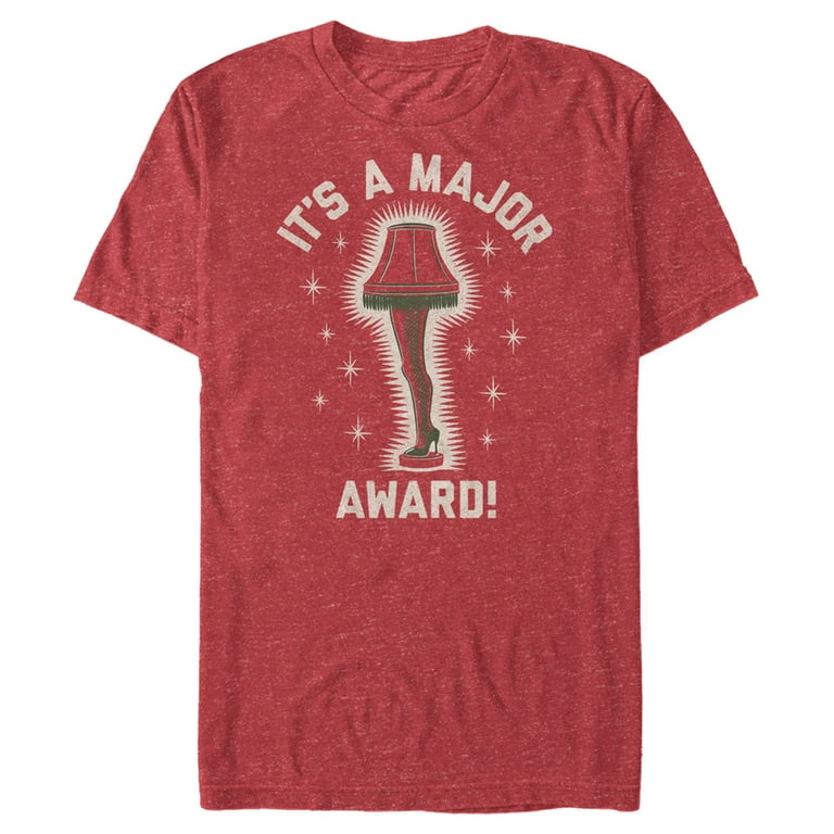 Men s A Christmas Story It s a Major Award Leg Lamp Graphic Tee Red Heather Medium