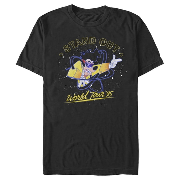 Men's A Goofy Movie Max Stand Out World Tour '95  Graphic Tee Black Medium