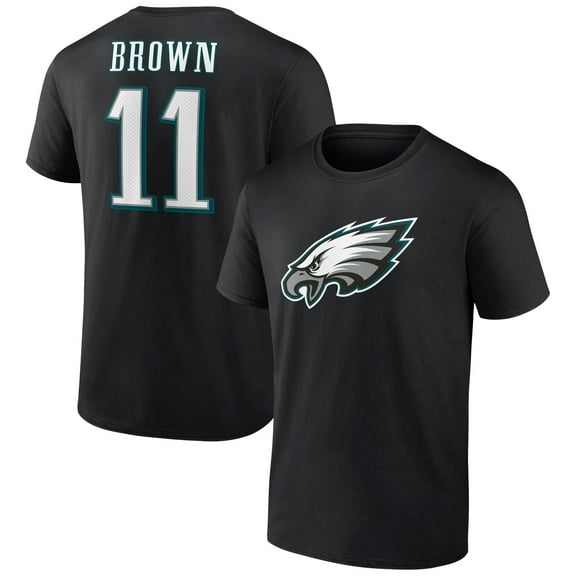 Men's A.J. Brown Black Philadelphia Eagles Icon Player Name & Number T-Shirt