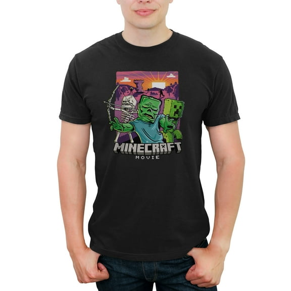 Men's A Minecraft Movie Creatures in Action Graphic T-Shirt