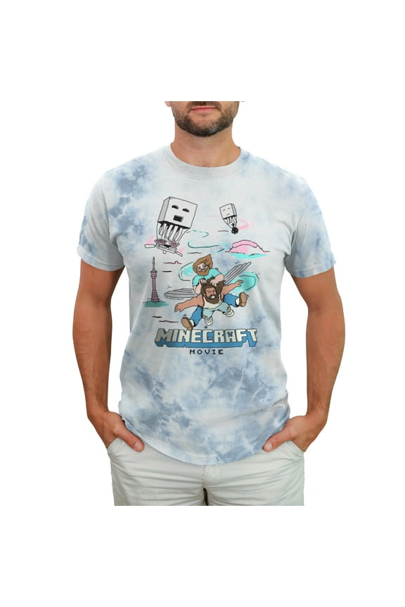 Men's A Minecraft Movie Garrett and Steve Fly Faster Sketch  Graphic T-Shirt