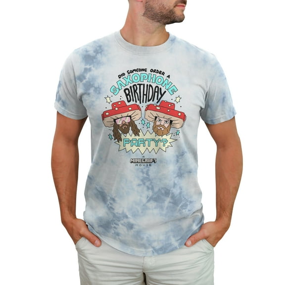 Men's A Minecraft Movie Garrett and Steve Saxophone Birthday Party Graphic T-Shirt