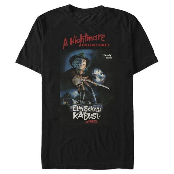 Men's A Nightmare on Elm Street International Movie Poster Graphic Tee Black X Large