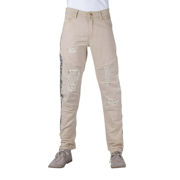 Men's A. Tiziano Champagne Blaine 5 Pocket Distressed Jeans - 44