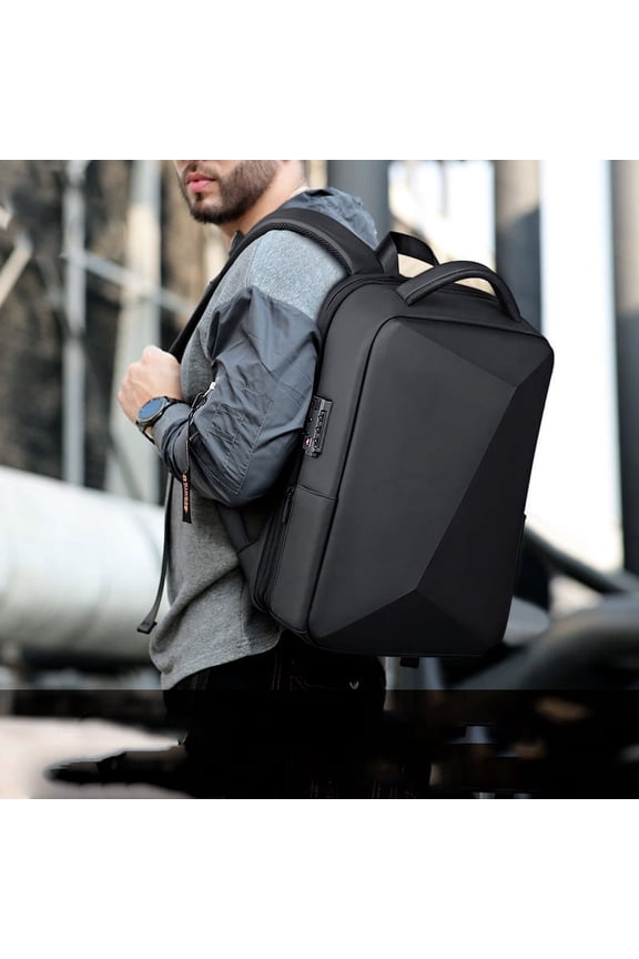 Men's ABS Hard Shell Business Backpack,Expansion black