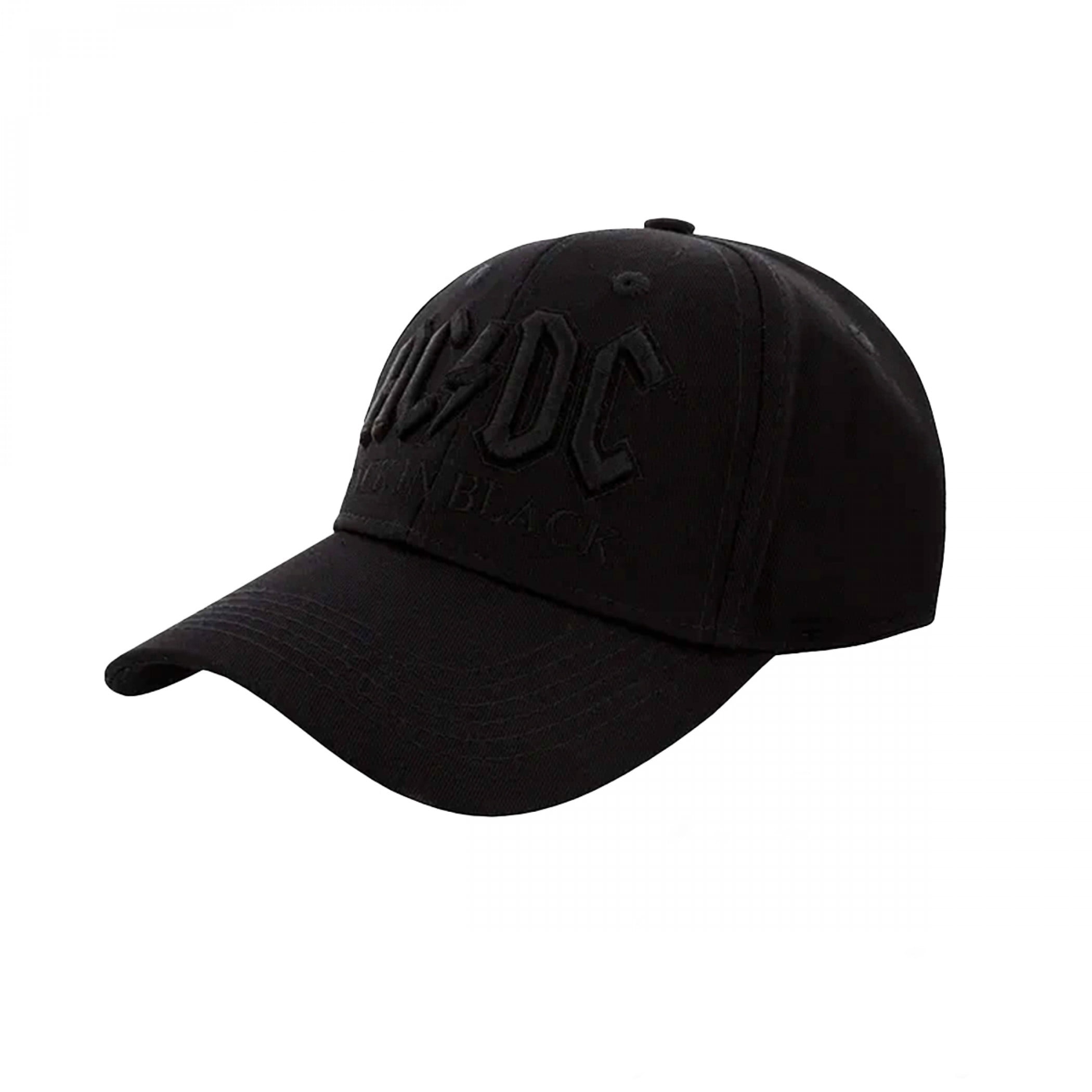 ACDC cap Back in Black unisex cotton snapback curve visor black ...