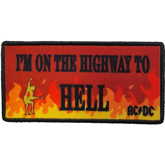 Men's AC/DC Highway To Hell Flames Embroidered Patch Black