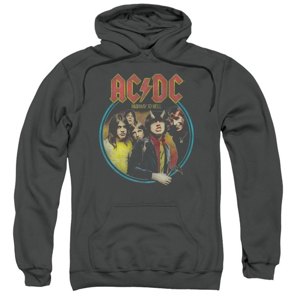 Men's AC/DC Highway To Hell Hooded Sweatshirt Large Grey
